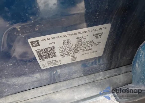 2020 Chevrolet Trax Fwd Lt из США, поврежденный, VIN 3GNCJLSB7LL341257